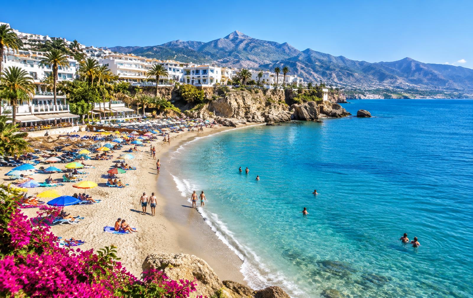Burriana Beach and the turquoise Mediterranean in Nerja