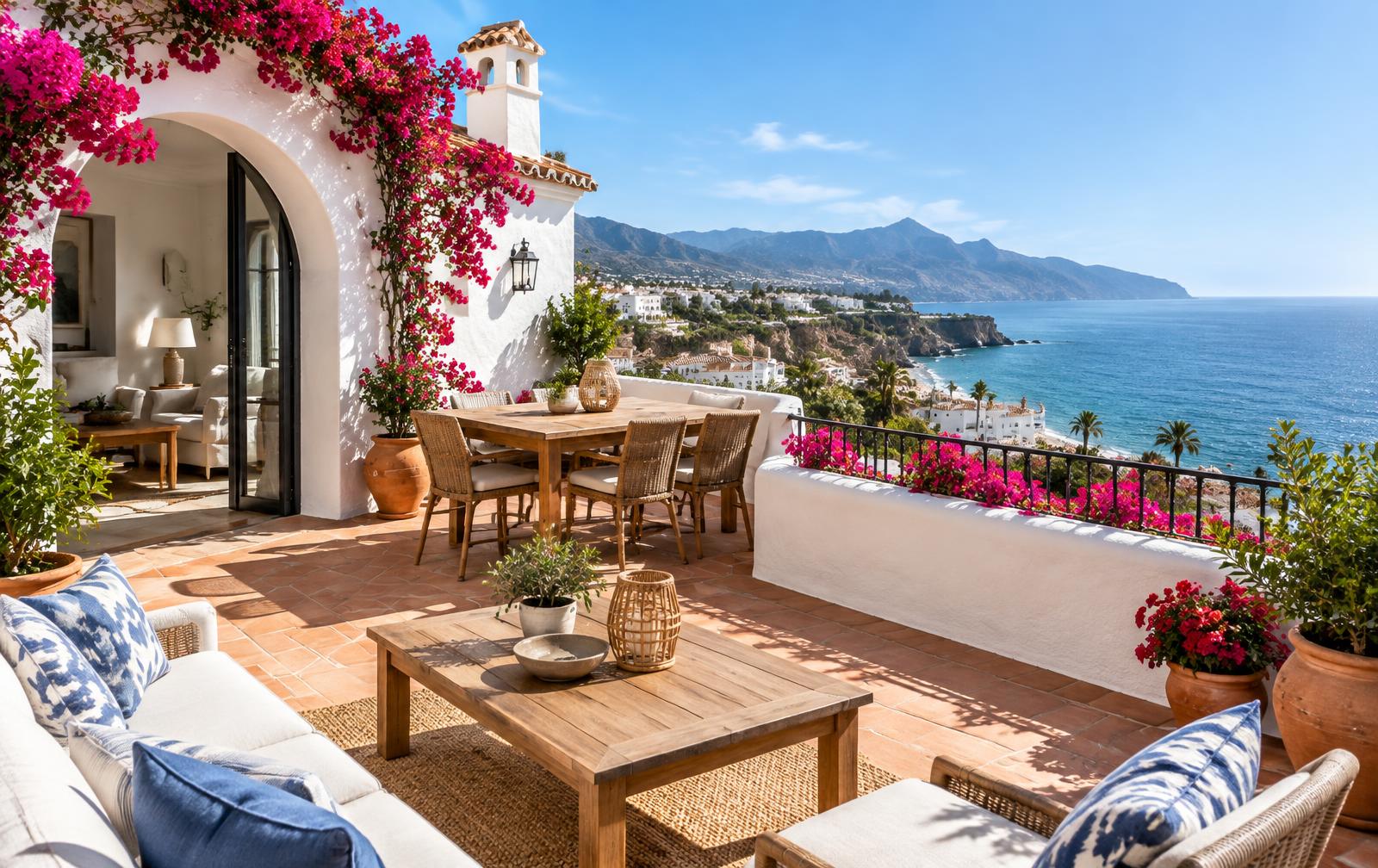 Sunny coastal home with a sea-view terrace in Nerja